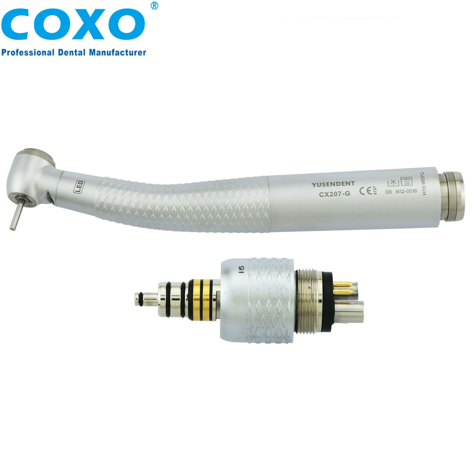 COXO®歯科用ライト付き高速タービンCX207-GW-SP（W&H Roto Quick®とコンパチブル、カップリング付き）
