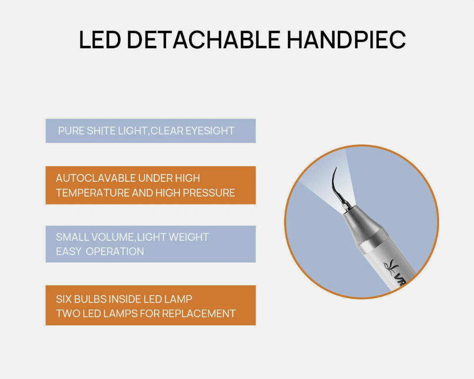 Vrn&reg;超音波スケーラー用ライト付きハンドピースPH-1（EMS/WOODPECKER-UDSと互換）