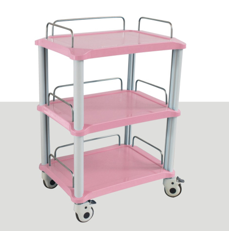 器械台ローリングカート-YA50R-ピンク色